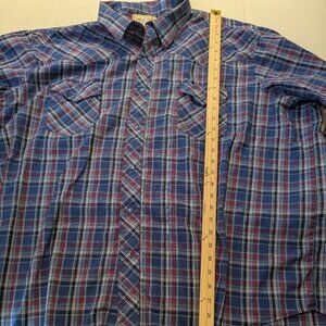 Vintage Wrangler Wrancher Western Pearl Snap Button up multi color Shirt 3XL